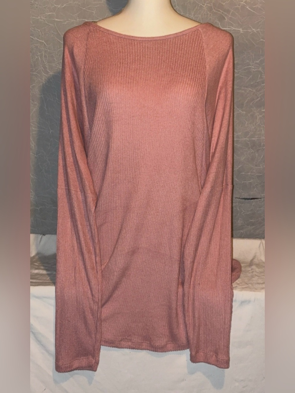 SO Dusty Rose Criss Cross Back Waffle Knit Tunic Top XL NWT